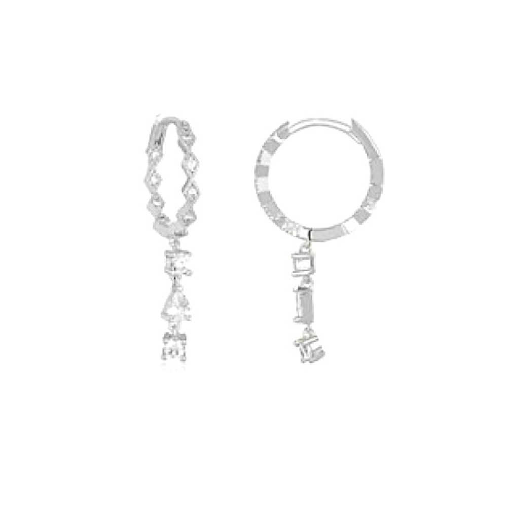 Melinda Maria Hesper Diamond Huggies Drop Earrings Silver/White Diamondettes